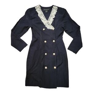 Notorious 7 Mini Blazer Dress Black Lace Collar Double Breasted Vintage Academia